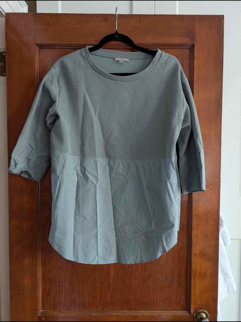 COS Sage Knit And Cotton Top Size S